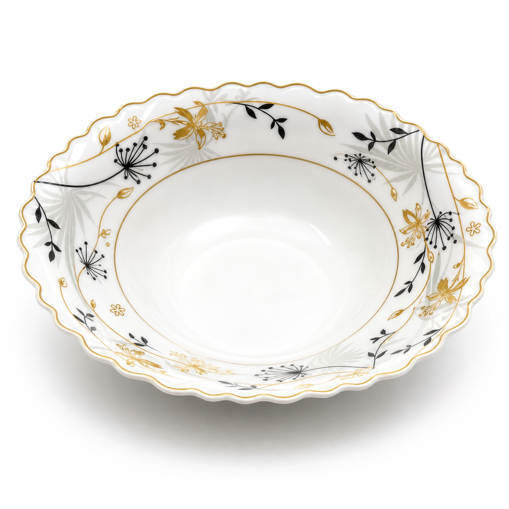 120 Pieces Opal Bowl, 5 Inch, White Floral Serving Bowl with Scalloped Edge