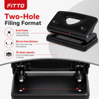120 Pieces Mini Two-Hole Paper Punches, Black, 6 mm Holes, 80 mm Hole Distance, 10-Sheet Capacity, 103 x 60 x 56 mm