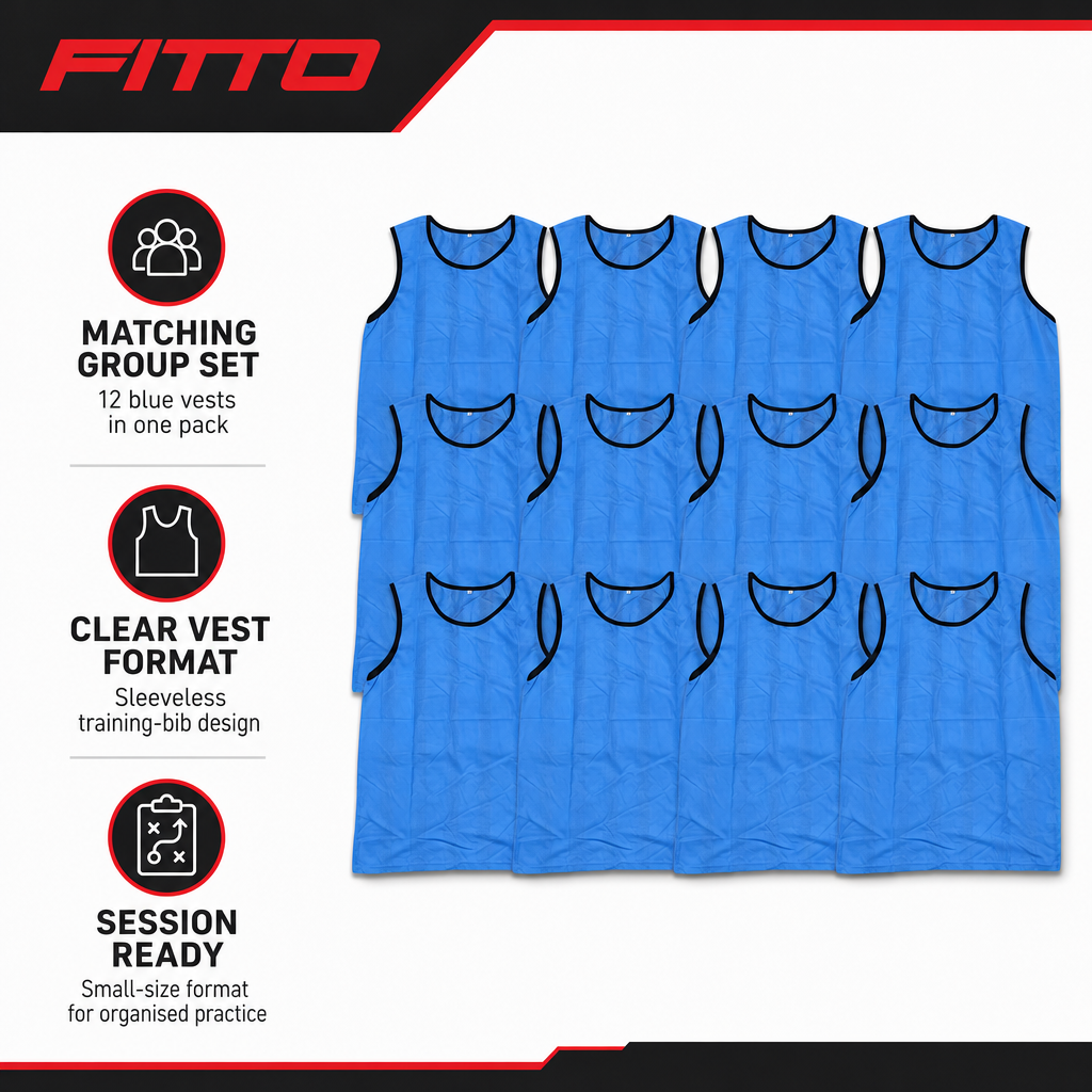 48 Pieces Mesh Sports Training Bib Vests, Small Size, Blue, 12-Piece Pack
