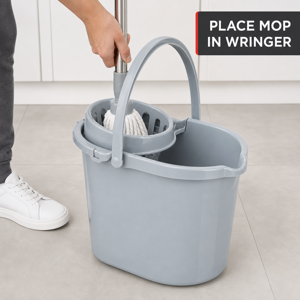 72 Pieces Compact Mop Bucket with Wringer and Carry Handle, Grey, 42 x 32 x 30 cm