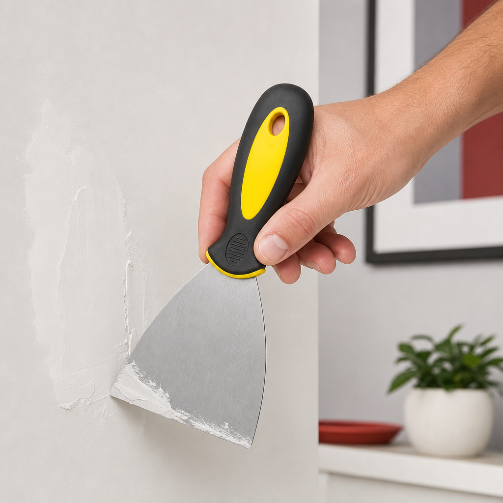 144 Pieces 4-Inch Putty Knife Paint Scraper with Rubber Handle, Yellow Black and Silver, 1 Piece