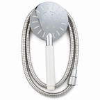 96 Pieces Chrome Hand Shower Head with White Handle and 1.5 m Flexible Hose