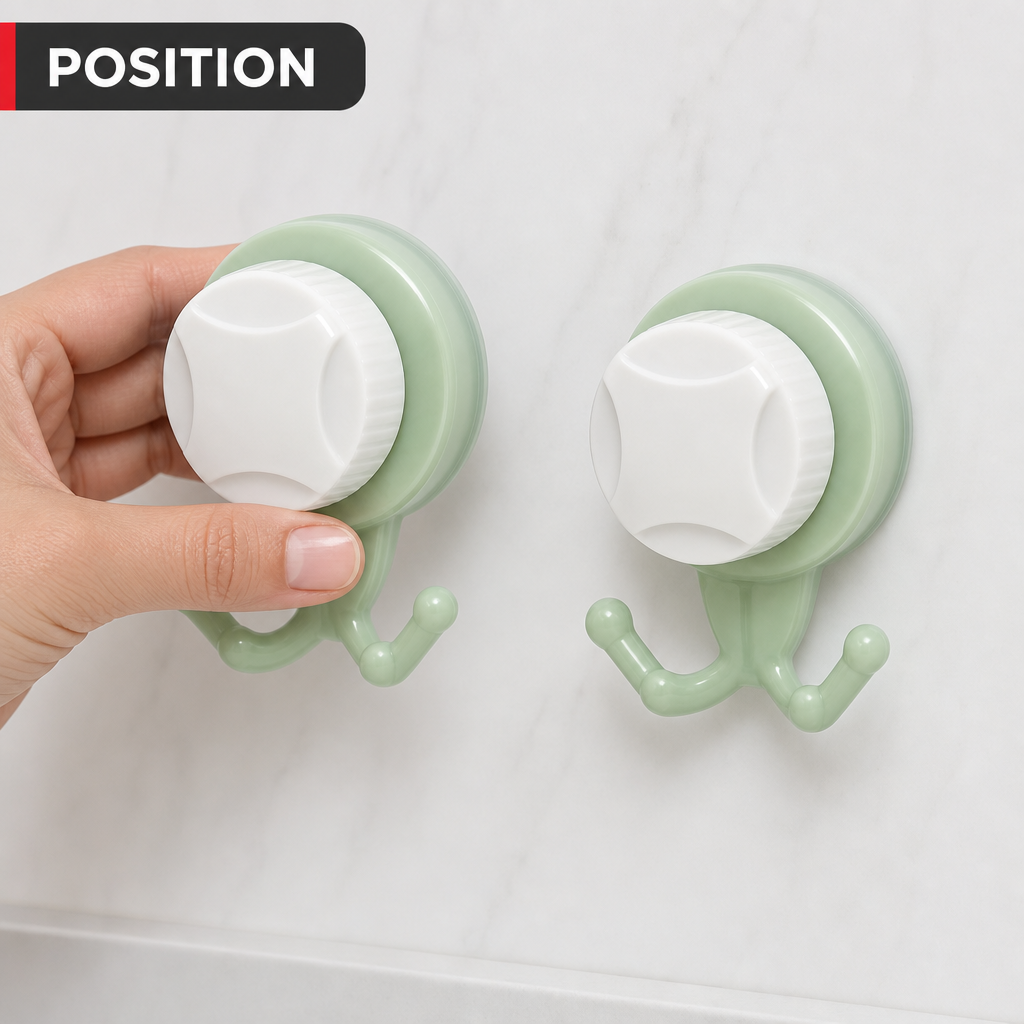 120 Pieces Suction Hooks, Green and Off-White Double Wall Hooks, 2 Pieces