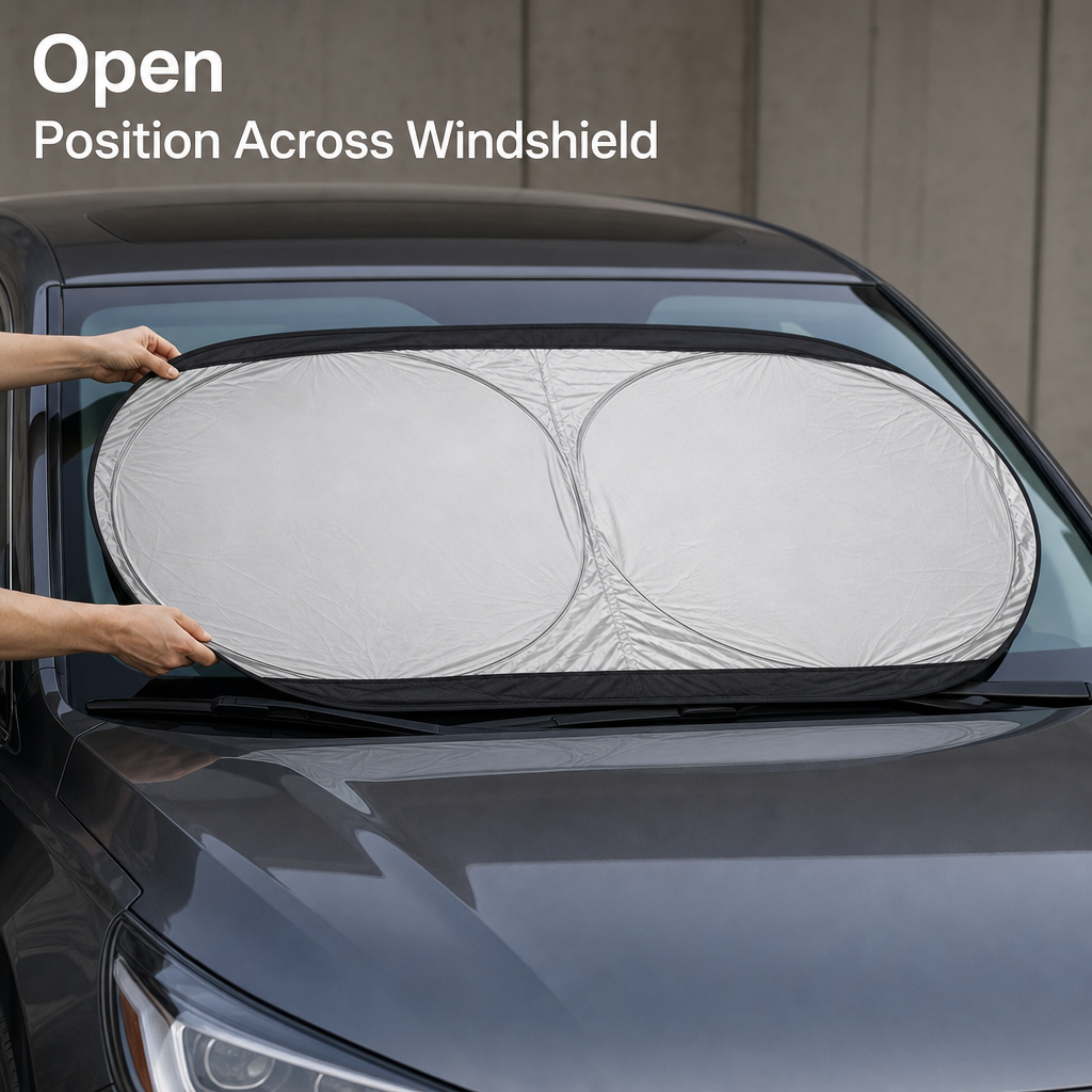 96 Pieces Foldable Windshield Sun Shade, 142 x 67 cm, Round Design, 1 Piece