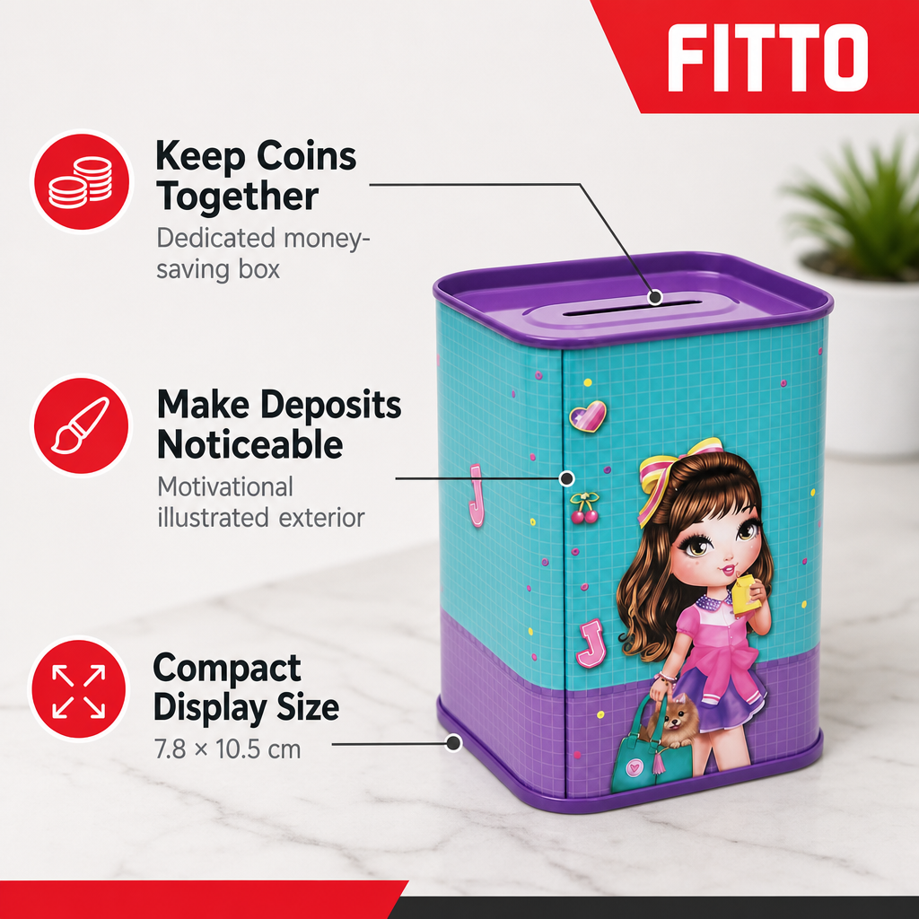 240 Pieces Motivational Square Metal Money Saving Boxes, Decorative Coin Bank, 7.8 × 10.5 cm