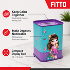 240 Pieces Motivational Square Metal Money Saving Boxes, Decorative Coin Bank, 7.8 × 10.5 cm