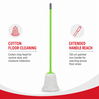 96 Pieces Cotton Mop with Painted Iron Handle, 120 cm, Green