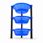 72 Pieces 3-Tier Plastic Storage Basket Rack, Blue and Black, Vertical Organizer for Home, Kitchen, Bathroom or Laundry, 1 Unit