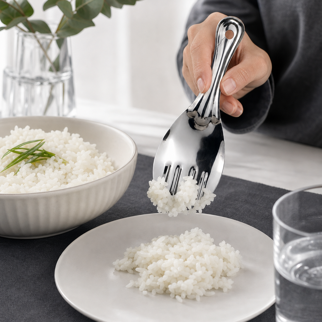 120 Pieces Stainless Steel Rice Serving Spork Small Silver 23 cm