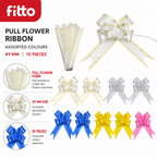 96 Pieces Pull Flower Ribbon Bows, 49 mm Assorted Colours, Decorative Celebration Ribbons, 10 Pieces