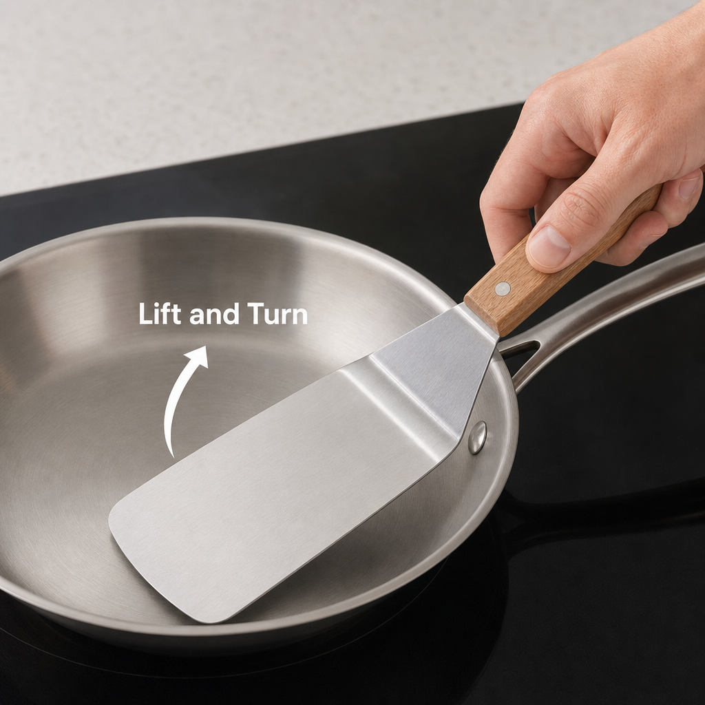 96 Pieces Stainless Steel Turner with Wooden Handle, Flat Cooking Spatula, 36.5 x 7.3 cm, 1 Piece
