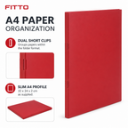 144 Pieces A4 Dual Short Clip File, Red, 1 Piece