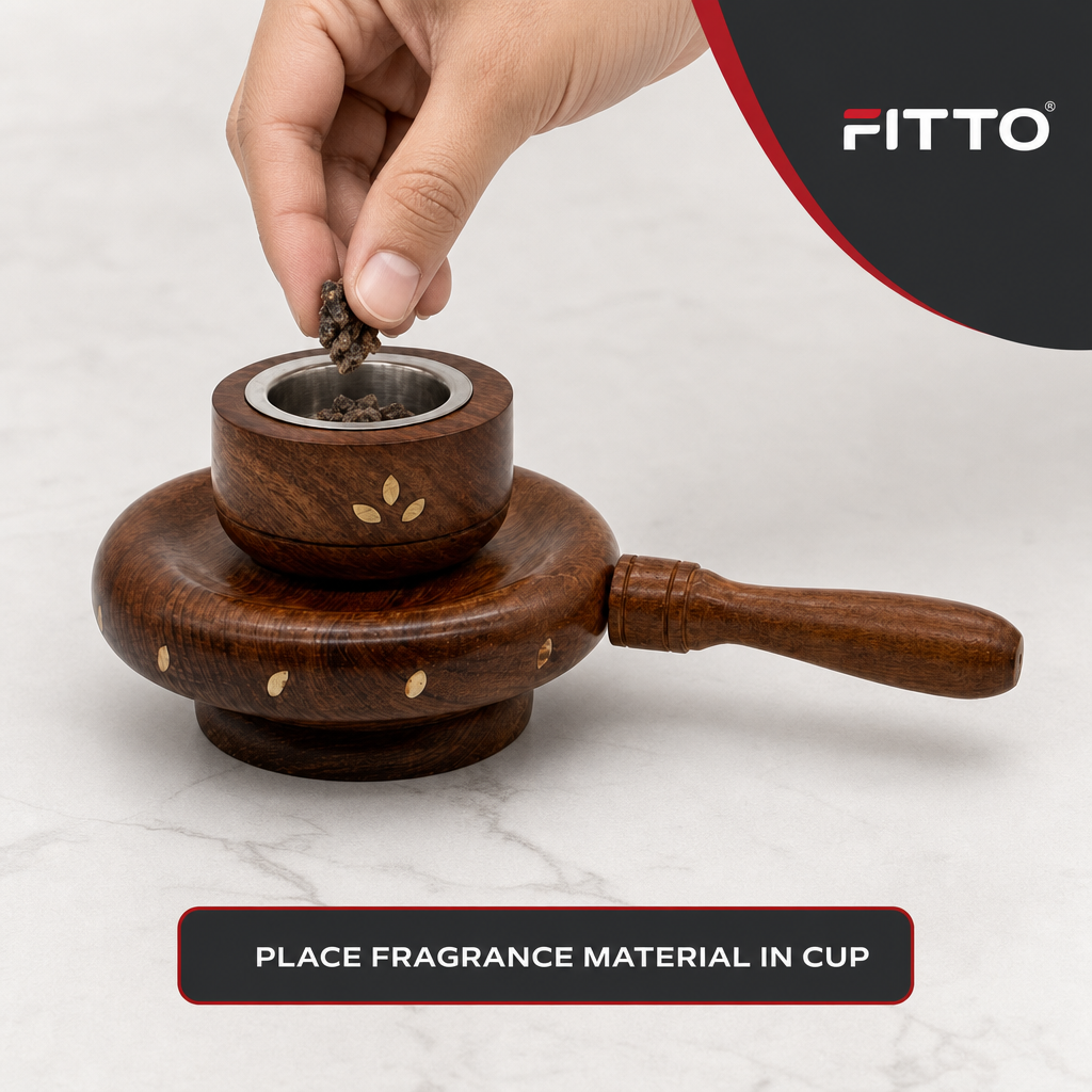 72 Pieces Wooden Incense Burner with Handle, Metal-Lined Cup, 5 Inch