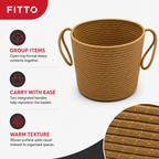 96 Pieces Woven Rope Storage Basket With Handles, Medium Brown, Medium, 25 x 25 x 20 cm