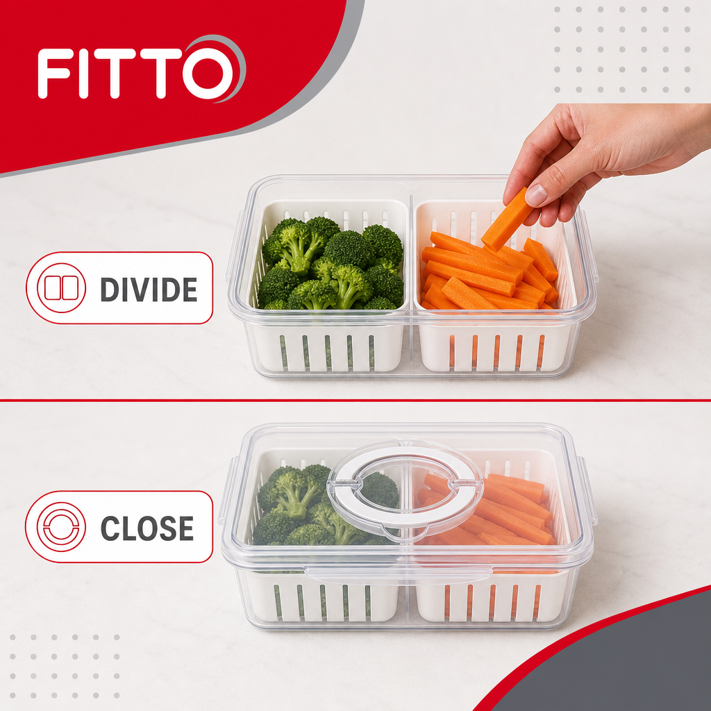 96 Pieces Clear 8-Compartment Food Storage Box with Locking Lid, 29 × 21 × 7 cm