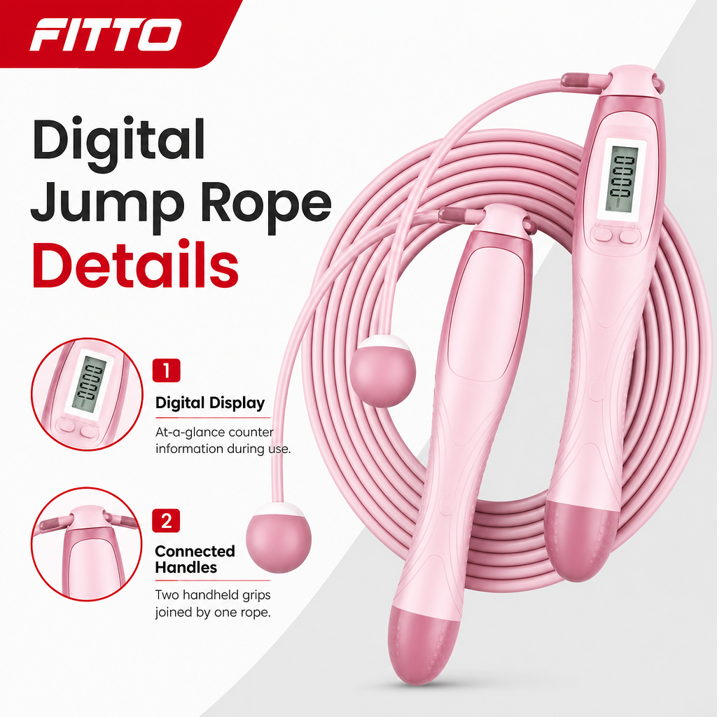 96 Pieces Digital Jump Ropes with Counter for Cardio and Fitness, Pink, Single