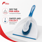 96 Pieces Dustpan and Brush Set, Transparent Pan with Assorted Colour Accents, 32 x 24 x 10 cm