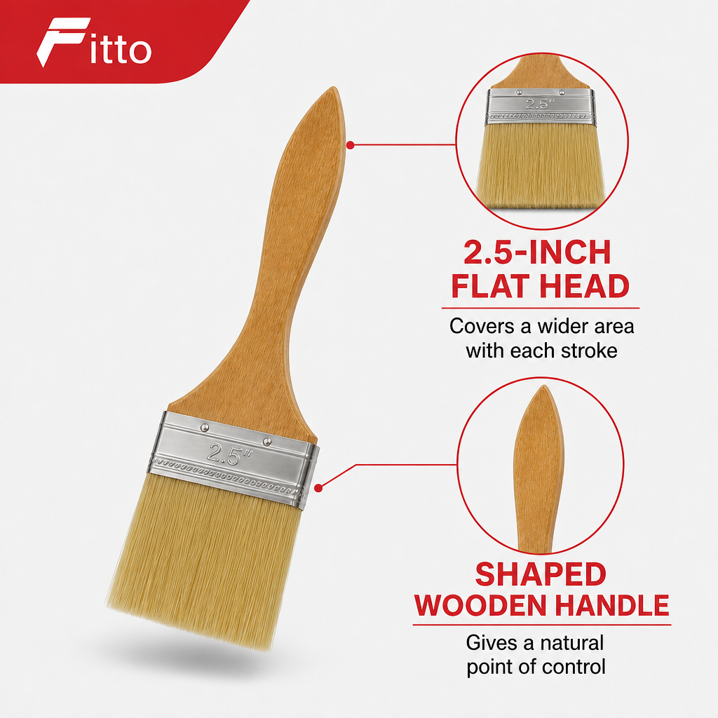 240 Pieces Paint Brush With Wooden Handle, 2.5-Inch Flat Head, 1 Piece