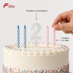 144 Pieces LED Happy Birthday Number 2 Cake Candle Set with 4 Candles, 9 cm