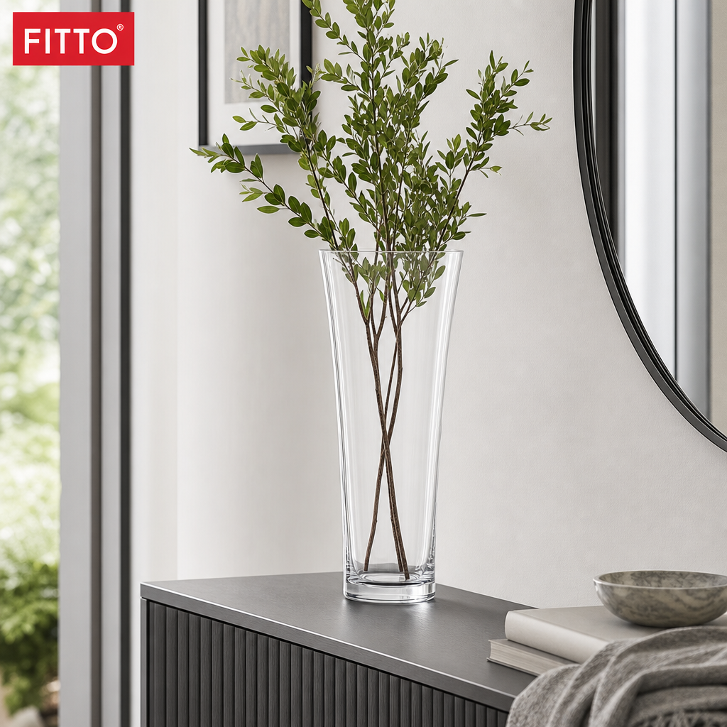 48 Pieces Tall Clear Glass Decorative Vase, Flared Rim, 60 cm