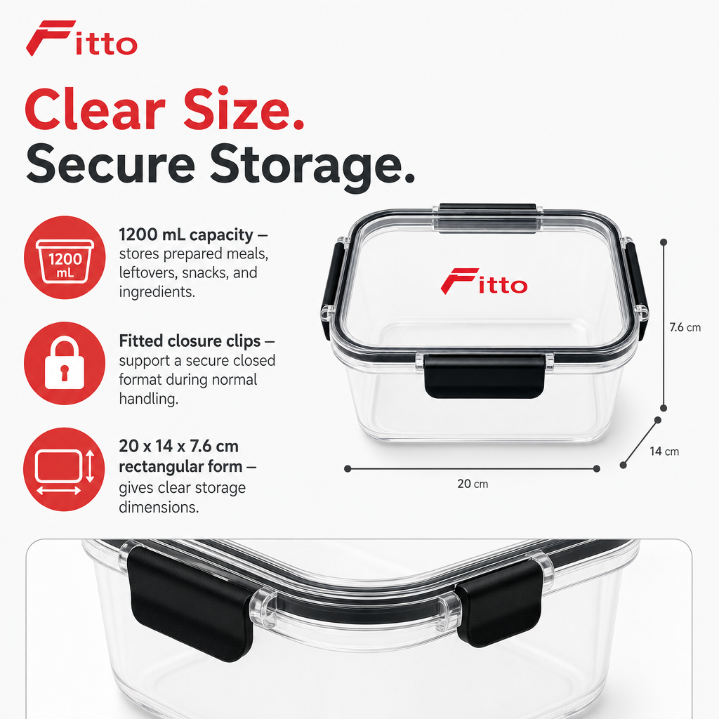 96 Pieces Leak-Proof Sealed Food Storage Containers, 1200 mL, Rectangular, 20 x 14 x 7.6 cm