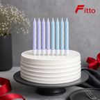 240 Pieces Blue and Purple Birthday Candles with Holders, 8-Piece Party Cake Candle Set