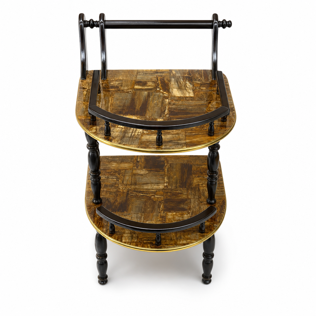 48 Pieces Three-Tier Round Serving Trolleys with Metal Frame, Amber, 48 x 48 x 82 cm
