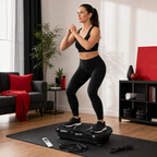 48 Pieces Vibration Exercise Platforms with Resistance Bands and Remote, Small Black Shaking Training Board