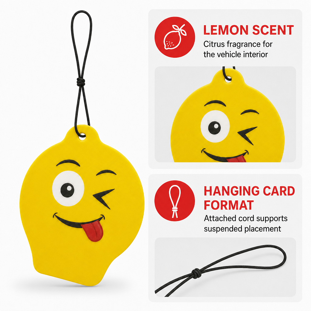 144 Pieces Hanging Card Air Freshener, Lemon Scent, Yellow Emoji Design, 1 Piece