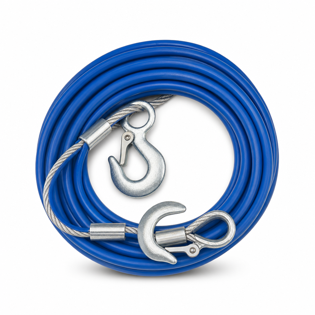96 Pieces Tow Rope, 8 mm Stainless Steel with Blue Protective Covering, 4 m, Blue and Silver, 1 Piece