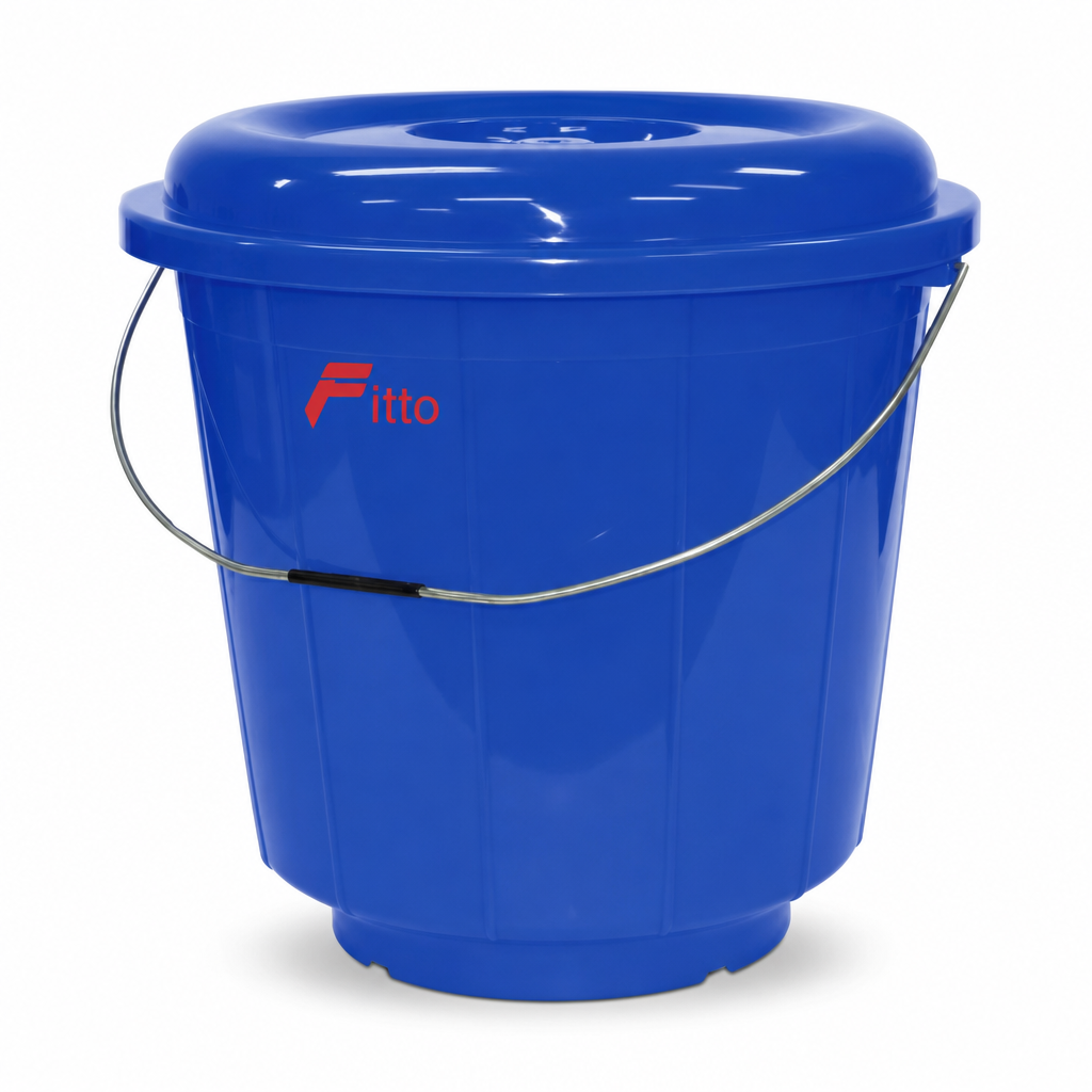 96 Pieces Plastic Bucket With Lid and Carry Handle, 13 Litre, Blue