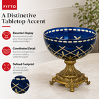 60 Pieces Decorative Pedestal Serving Bowl, Blue and Gold, 30 cm, 1 Piece