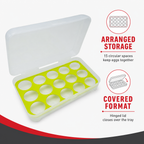 120 Pieces Egg Storage Tray with Lid, 15-Egg Plastic Organizer, Green or Orange