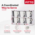 96 Pieces Ceramic Cup and Mug Set, White, 6 Pieces with Decorative Handles for Tea and Coffee Serving