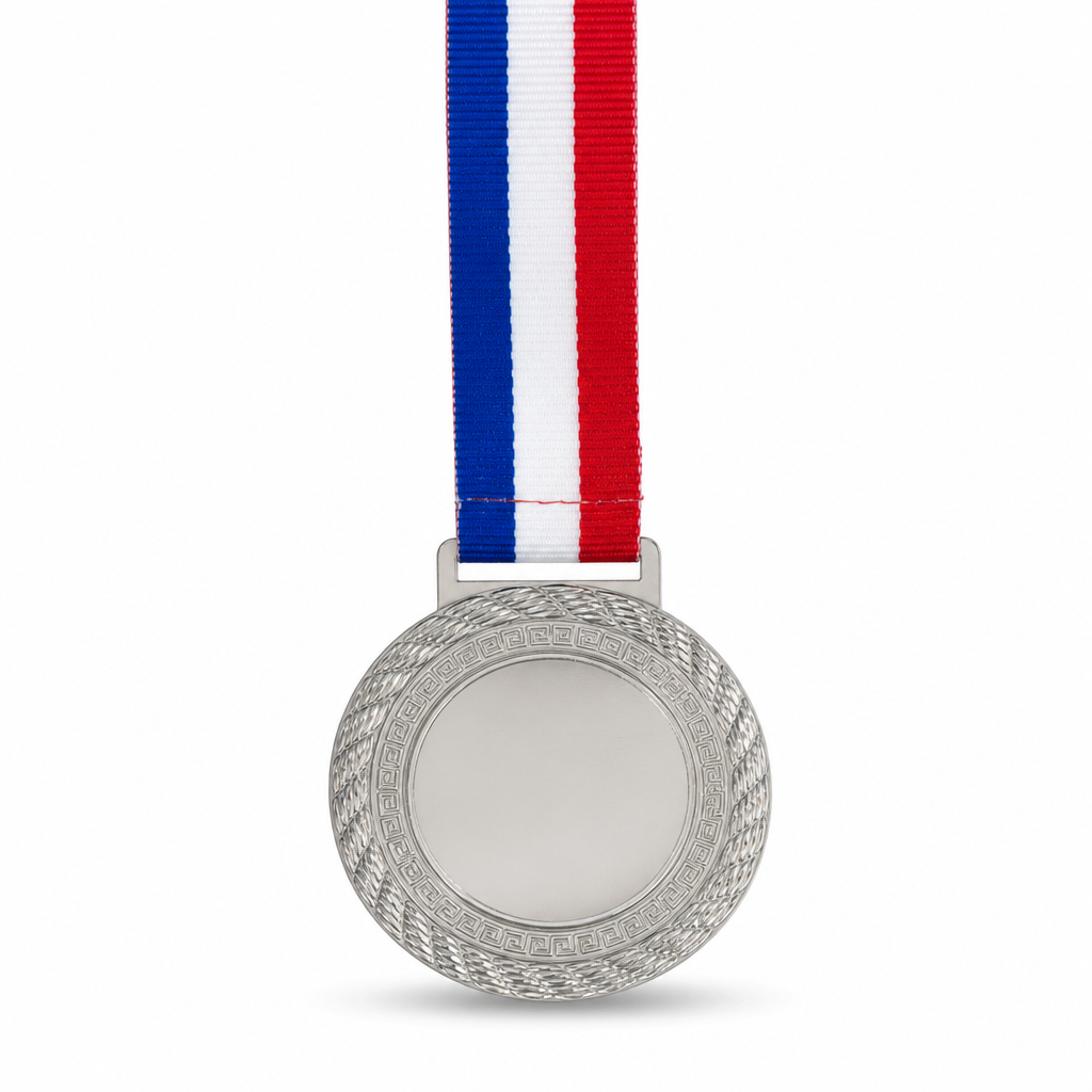 144 Pieces Plain Sports Medal with Ribbon, Gold Silver or Bronze Finish, 10 x 8 cm