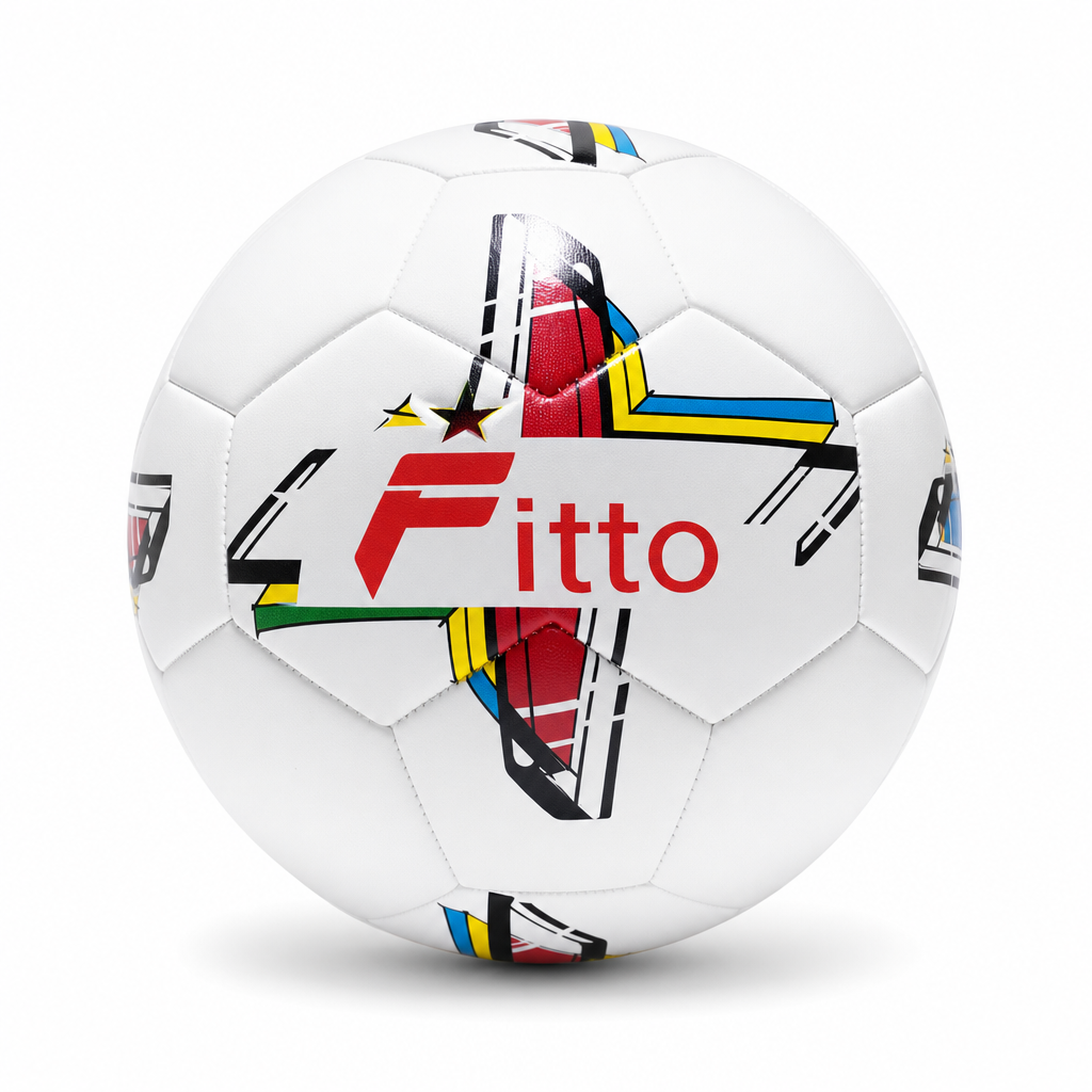 72 Pieces Football Size 5, White Ball with Multicolor Graphic Stripe Design for Practice and Play