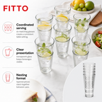 96 Pieces Clear Stackable Drinking Glasses, 6-Piece Set