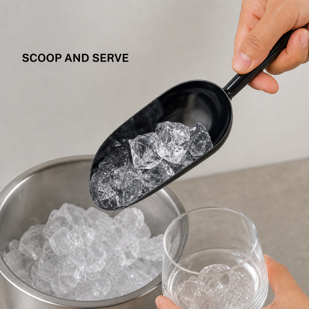 96 Pieces Ice Scoop, Black Painted Aluminium Scoop with Round Edge, Long Handle, 35 cm
