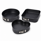 96 Pieces Springform Cake Pan Set, 3-Piece Round Square and Heart Shape Baking Moulds