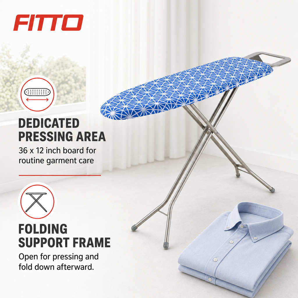 60 Pieces Ironing Boards, Foldable Pressing Surface, Blue Geometric Cover, 36 x 12 Inch