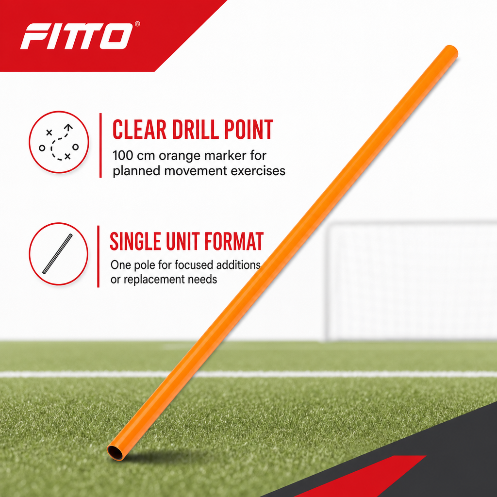 144 Pieces Plastic Soccer Training Poles, 100 cm, Orange, Single Practice Marker