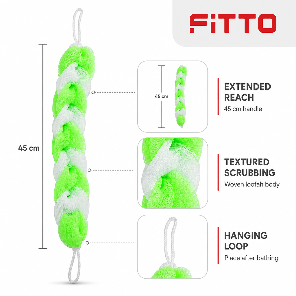 240 Pieces Long-Handle Bath Loofah Scrubbers, Assorted Colour Exfoliating Shower Sponge, 45 cm, 1 Piece