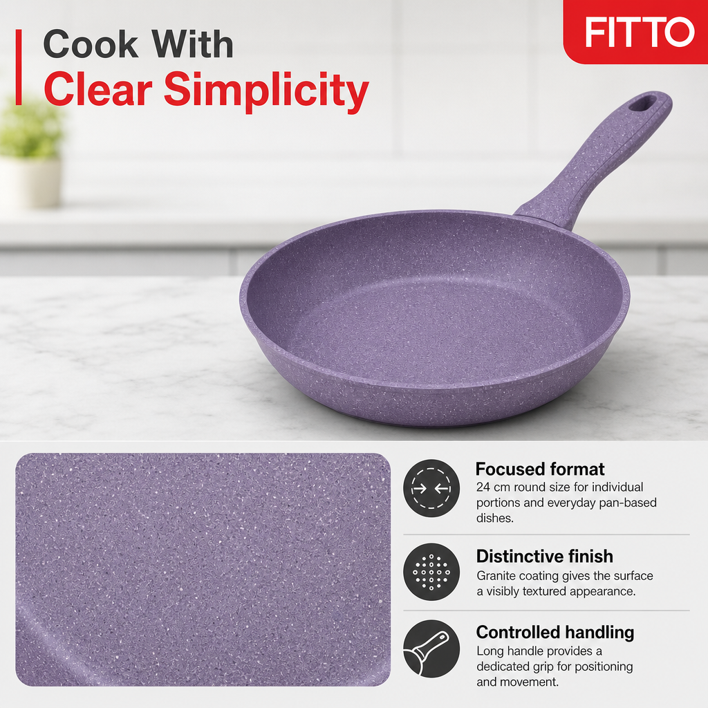 96 Pieces Granite-Coated Fry Pan, 24 cm, Purple