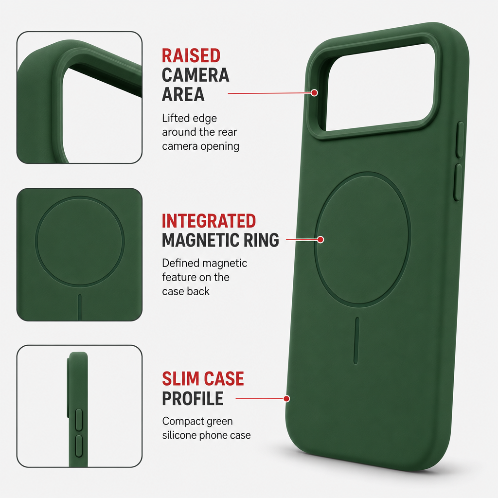 120 Pieces Silicone Magnetic Phone Cases with Raised Camera Protection, Green