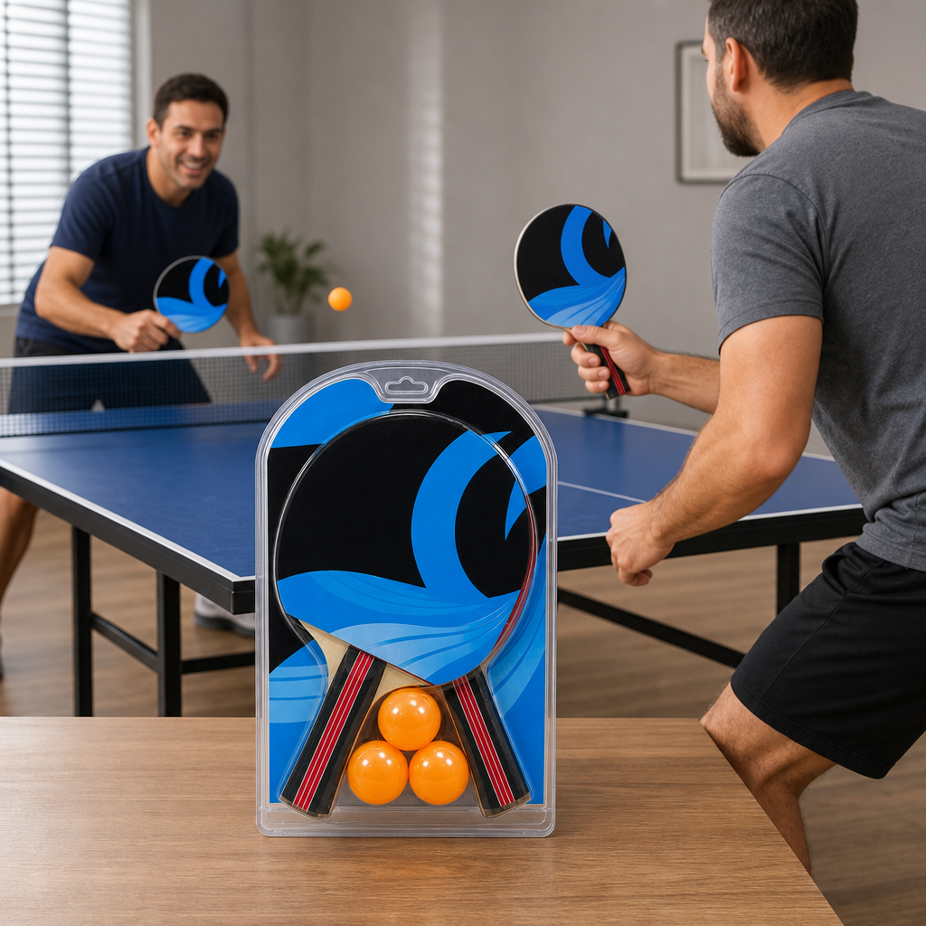 96 Pieces Table Tennis Racket Set With Balls, Blue Black And Orange, 1 Set