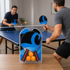 96 Pieces Table Tennis Racket Set With Balls, Blue Black And Orange, 1 Set