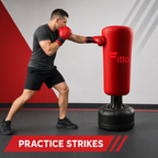 48 Pieces Freestanding Punching Bags Stand with Padded Striking Bag, Red, 115 x 52 cm