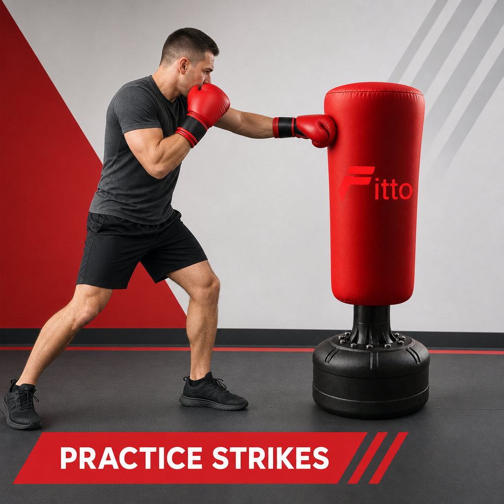 48 Pieces Freestanding Punching Bags Stand with Padded Striking Bag, Red, 115 x 52 cm