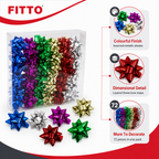 96 Pieces Metallic Flower Bows, 1.75 in, Assorted Colours, 72 Pieces for Party and Package Decoration