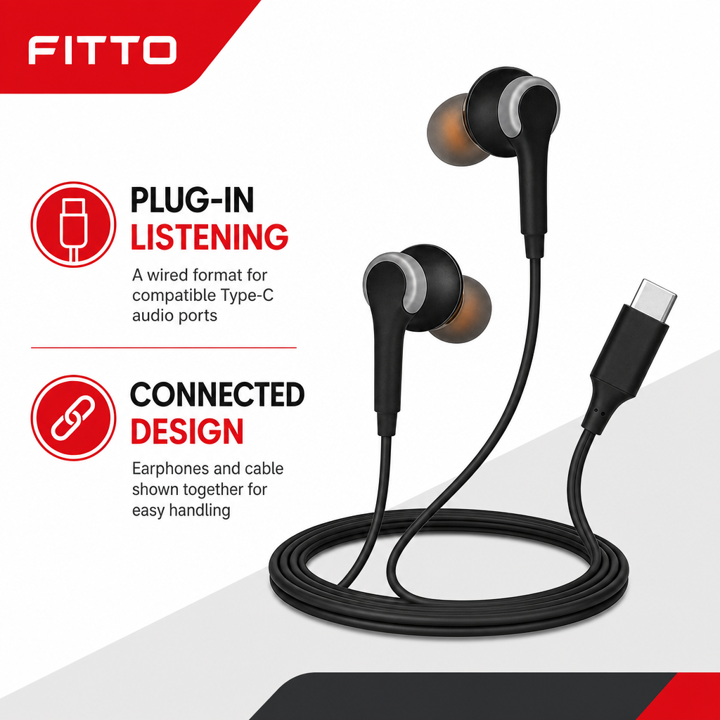 120 Pieces Type-C Wired Earphoneses with In-Ear Design for Direct Audio Listening